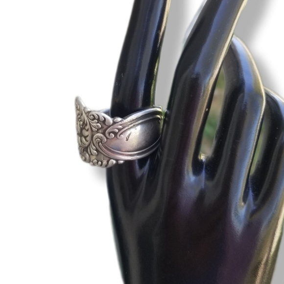 SILVERPLATED ANTIQUE ROCKFORD SILVER COMPANY ART NOUVEAU SPOON RING SIZE 13 - Picture 3 of 7